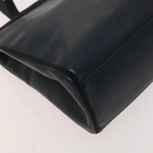 Salvatore Ferragamo Tote Bag Leather Embossed Navy Gold Auth BA1802 - Picture 5 of 16